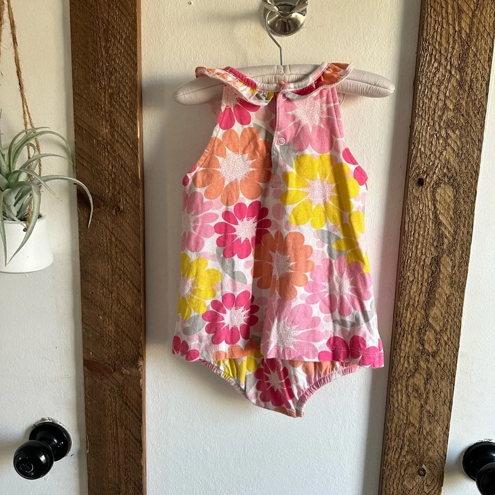 Carter’s Retro Mod Floral Romper Dress 24 Months Baby Toddler Girl